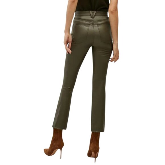 Veronica Beard Carly Vegan Leather Kick Flare, Loden, 25, NWT - Picture 2 of 5